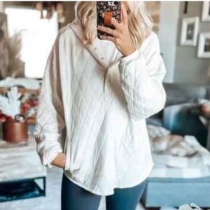 Target Women’s Quilted Hooded Sweatshirt-Cream